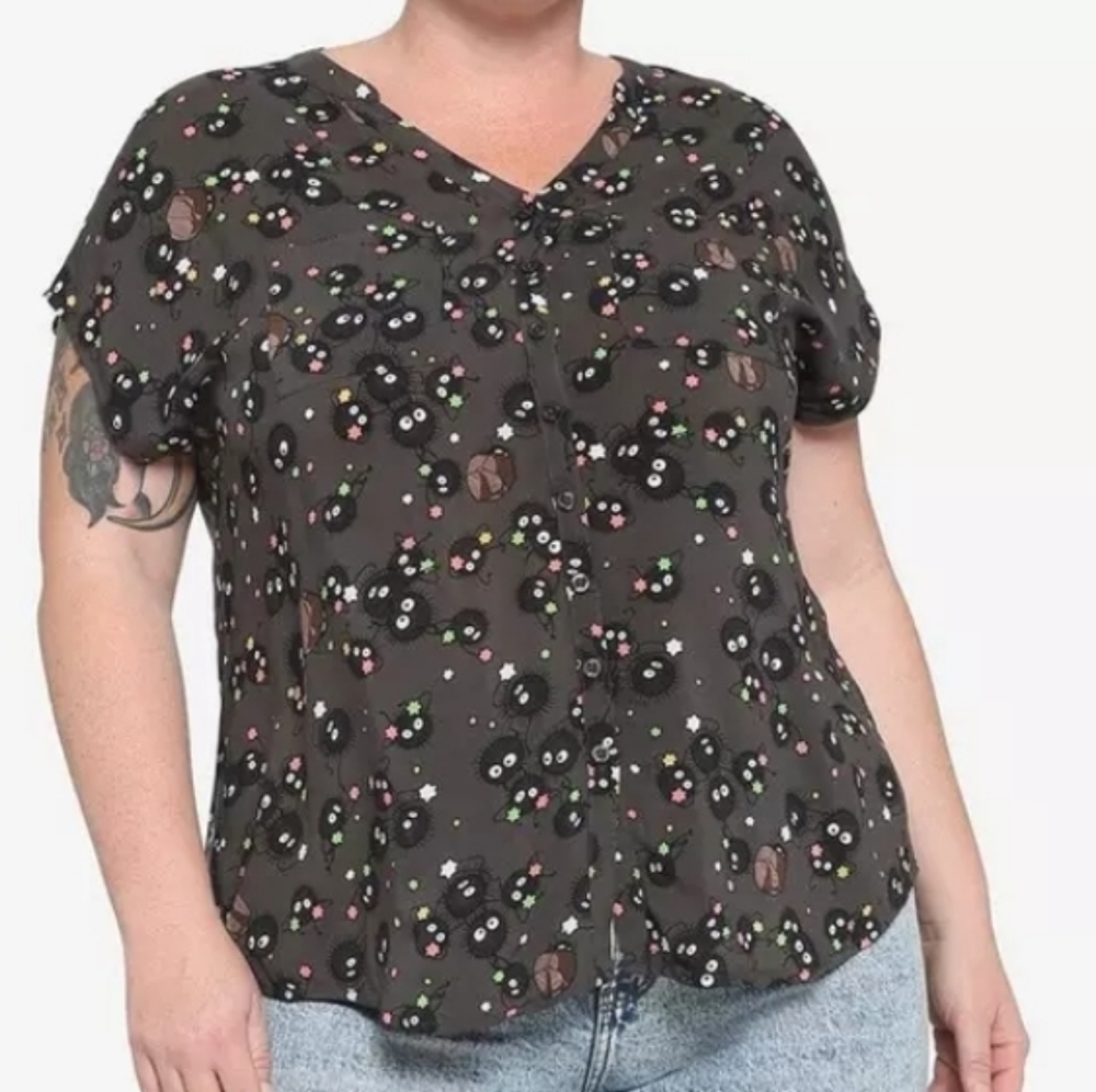 Studio Ghibli Spirited Away Soot Sprites Button-Up Plus Torrid 5